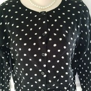 Loft black and white dot CROPPED cardigan